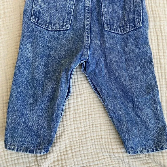 Vtg 80s Oshkosh Acid Wash Denim Overalls Size 18mo Classic Retro Country Blue - Picture 8 of 11